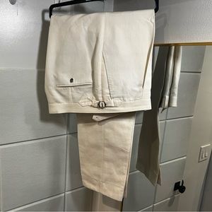 SUITSUPPLY off-white Linen Cotton Vigo trousers 38R